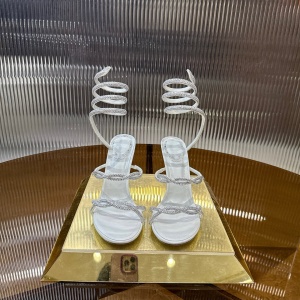 rene caovilla bella braided leather snake-wrap sandals shoes